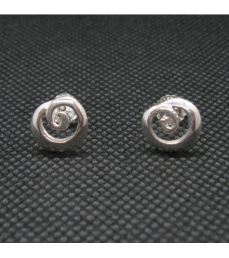 E000765 Small Sterling Silver Earrings Spiral Solid Genuine Hallmarked 925 Empress